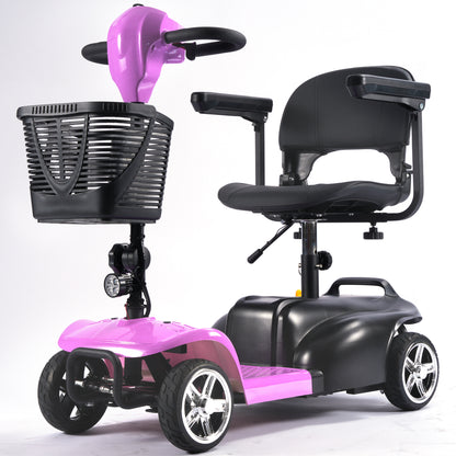Mobility Scooter for Seniors and Disabled Individuals Featuring Bright Headlights, USB Port, Basket, and Long-Range Battery in LightPurple