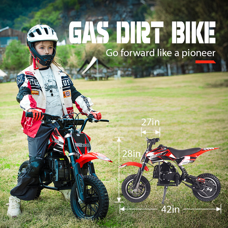50cc Gas Dirt Bike for Kids 8–12, 2-Stroke Mini Dirt Bike, Off-Road Motorcycle for Beginners,Easy Pull Start