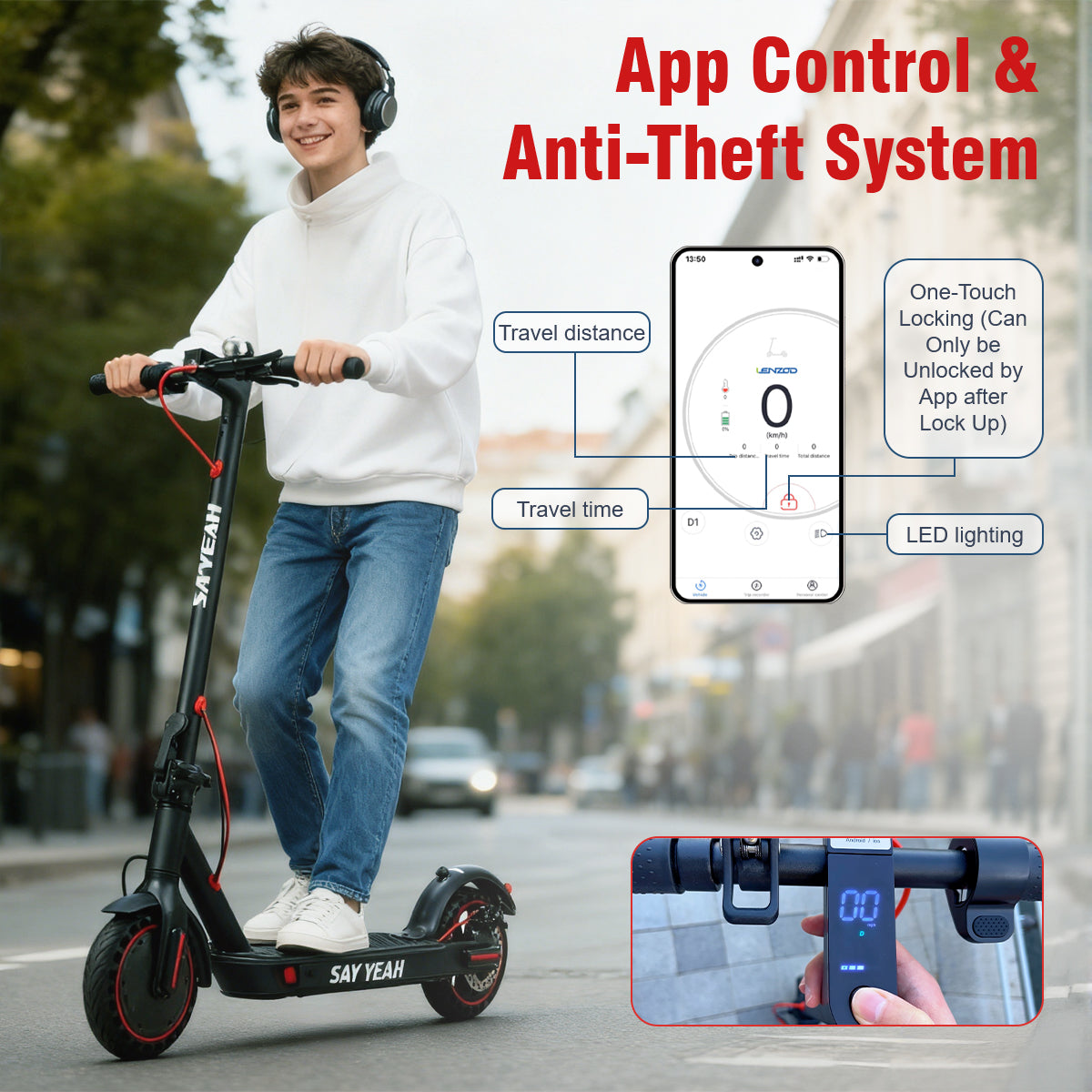 TOXOZERS Electric Scooter for Adults, Folding Commuter Scooter with Phone Holder, Urban Travel & City Commute