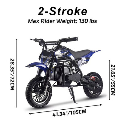 SAY YEAH Dirt Bike,2-Stroke Steel Frame Mini bike for Backyard Trails & Woodland Adventures,Max Speed 25mph,Maximum load 180lbs