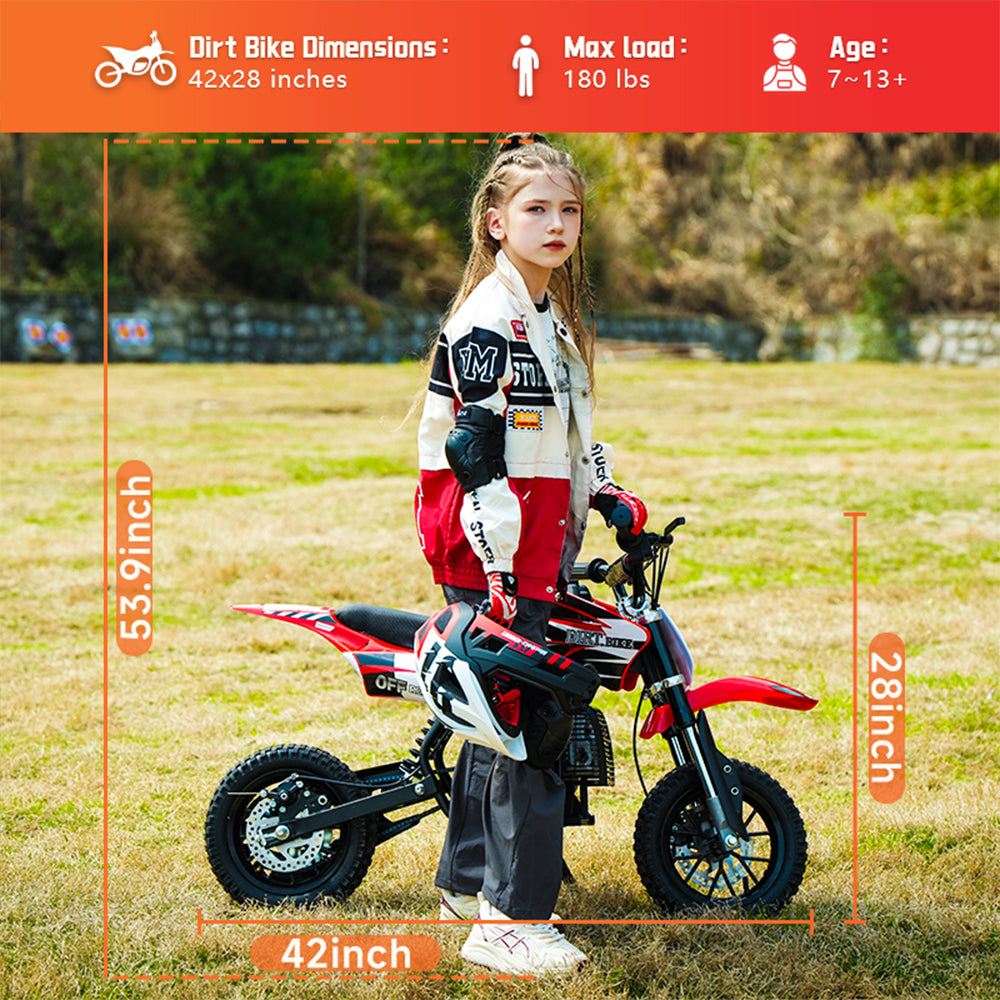 SAY YEAH Dirt Bike,2-Stroke Steel Frame Mini bike for Backyard Trails & Woodland Adventures,Max Speed 25mph,Maximum load 180lbs