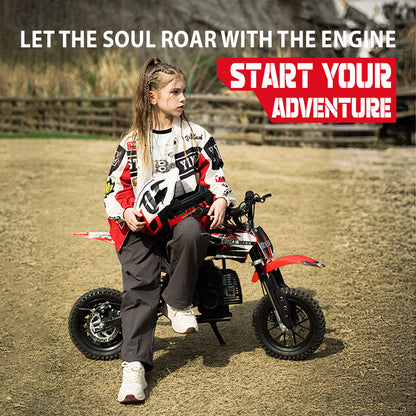 50cc Gas Dirt Bike for Kids 8–12, 2-Stroke Mini Dirt Bike, Off-Road Motorcycle for Beginners,Easy Pull Start