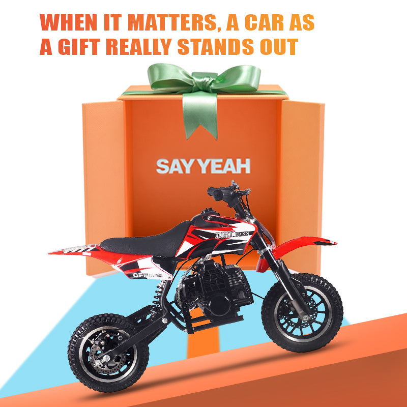 SAY YEAH Dirt Bike,2-Stroke Steel Frame Mini bike for Backyard Trails & Woodland Adventures,Max Speed 25mph,Maximum load 180lbs