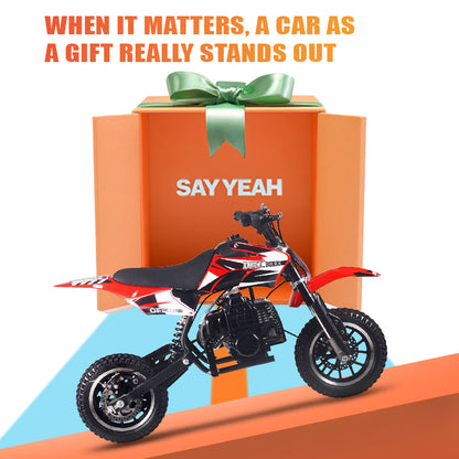SAY YEAH Dirt Bike,2-Stroke Steel Frame Mini bike for Backyard Trails & Woodland Adventures,Max Speed 25mph,Maximum load 180lbs